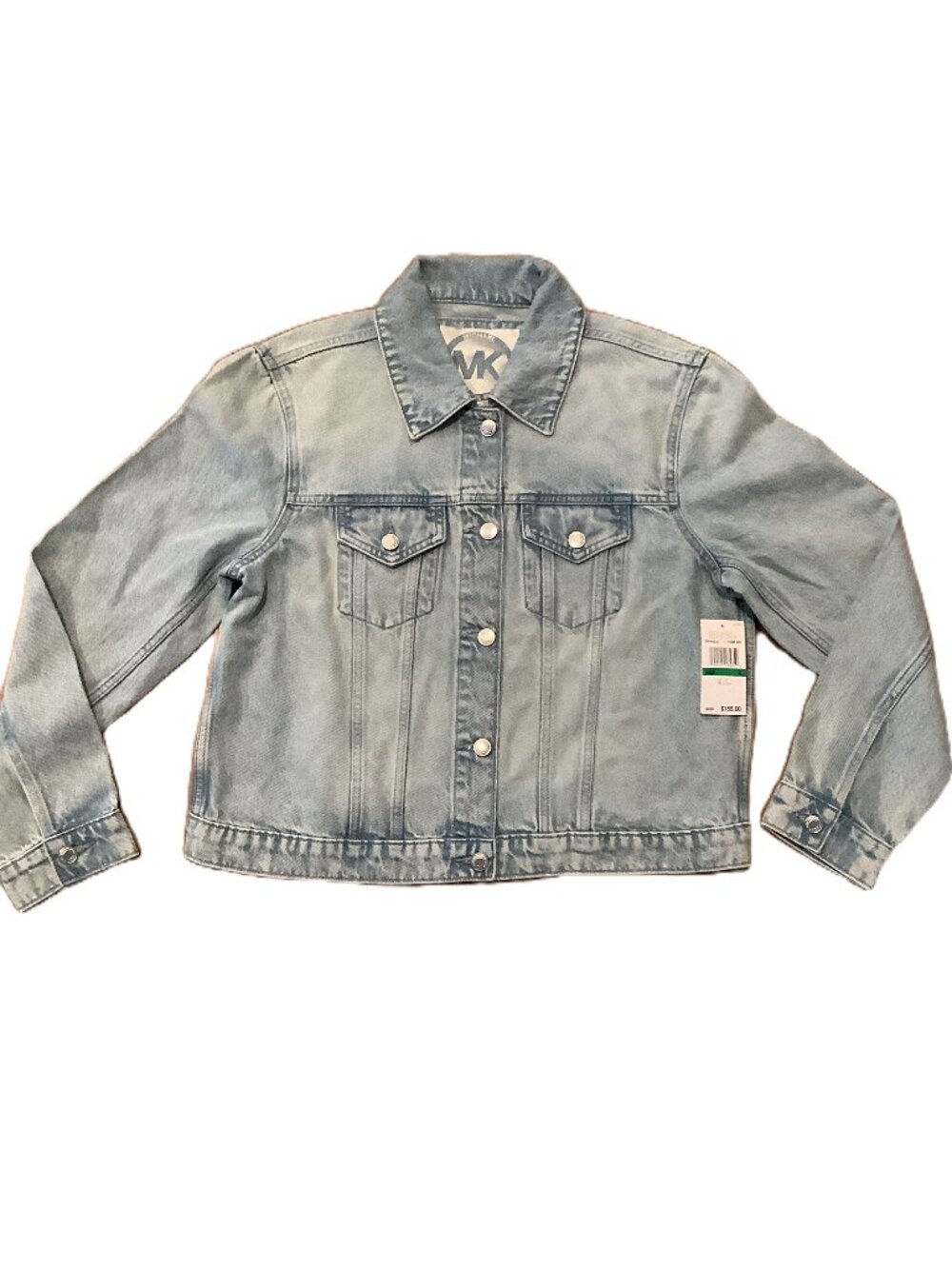New Women's Michael Kors Denim Jacket Light Stone Wash Size L MSRP $155